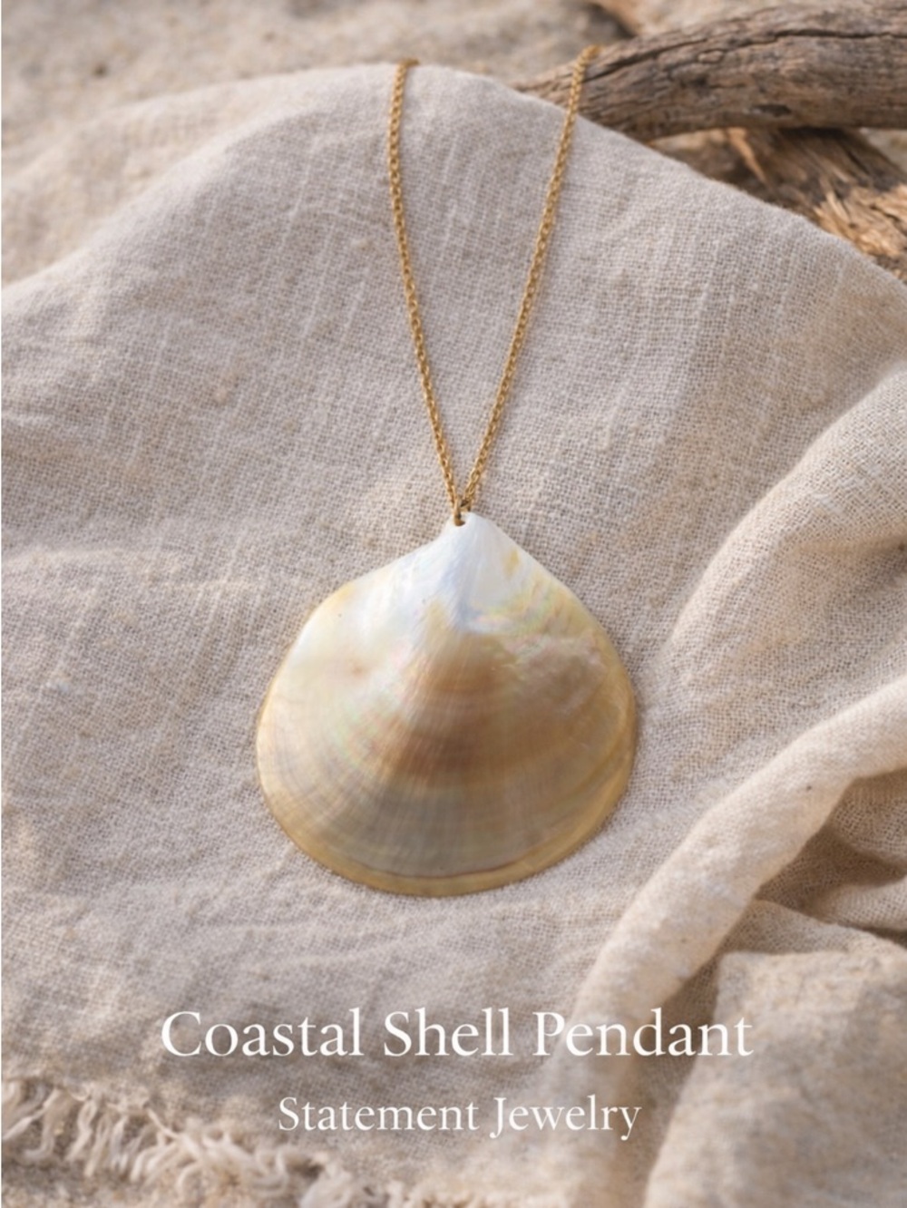 Iridescent Shell Pendant Necklace in Gold-Toned Finish Anthropologie 2022